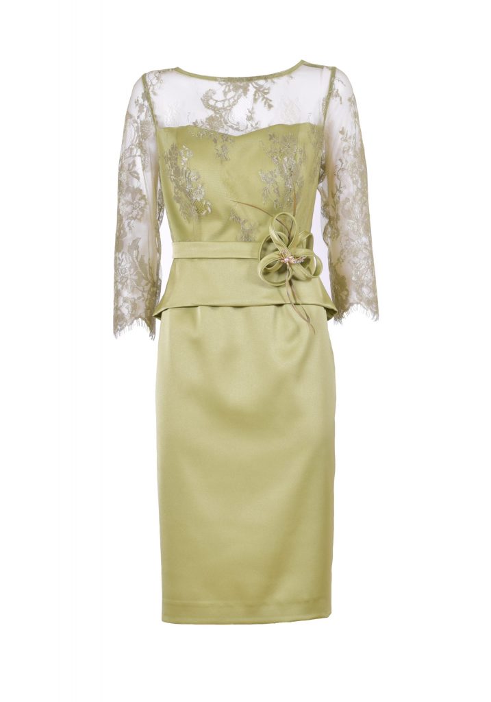 Abito midi con pizzo Chantilly
